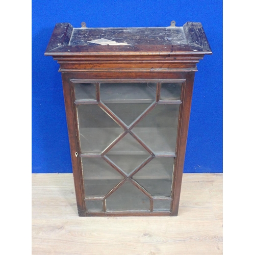 89 - A 19th Century oak and astragal glazed single door Wall Cabinet (glass A/F) 2ft 9in H x 1ft 9in W