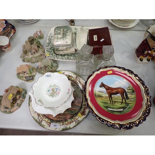 401 - Five Lillyput Lane Cottages, Meat Plate, Tureen, Gravy Boat, pair of Decanters and other ceramics