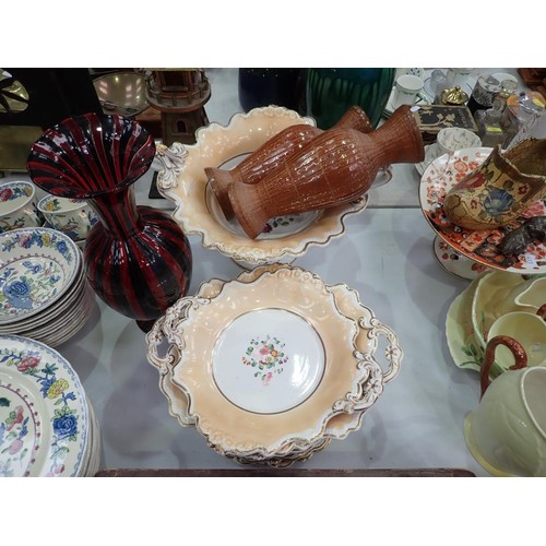 412 - A Royal Crown Derby Coffee Set for six in case, A/F, a 19th Century Dessert Service A/F, a pair of f... 