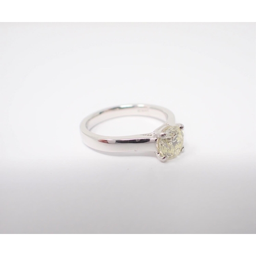 110 - A Diamond single stone Ring claw-set brilliant-cut stone, 1ct, in platinum, ring size L 1/2