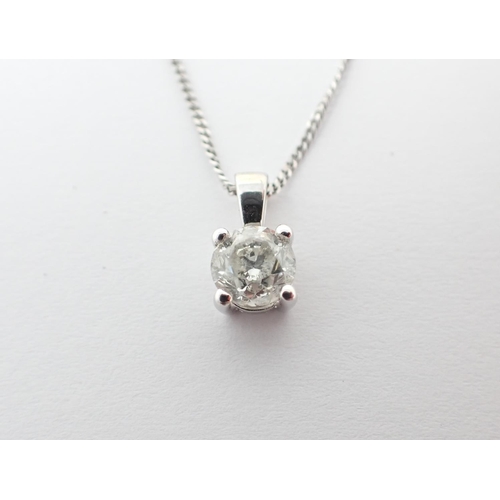 128 - A Diamond single stone Pendant claw-set brilliant-cut stone, 1.00ct, in 18ct white gold on fine chai... 