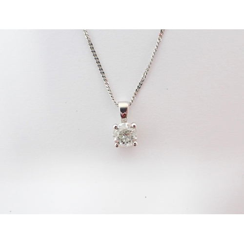 128 - A Diamond single stone Pendant claw-set brilliant-cut stone, 1.00ct, in 18ct white gold on fine chai... 