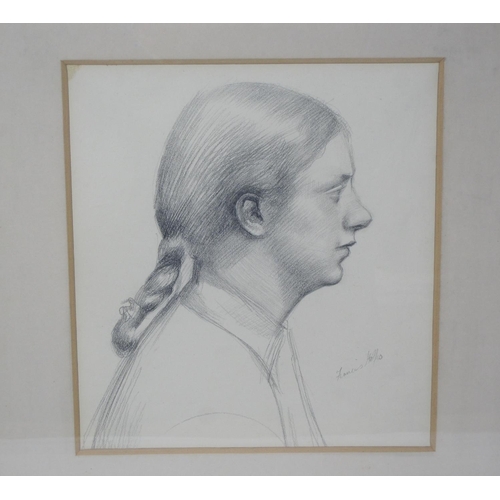 211 - FRANCIS HELPS RBA NPS (1890-1972)  Portrait of a Girl, signed, pencil sketch, 12 x 10 in  ; together... 