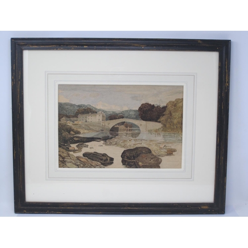 214 - AFTER JOHN SELL COTMAN (1782-1842). Greta Bridge, Yorkshire, watercolour, laid down on backing mount... 