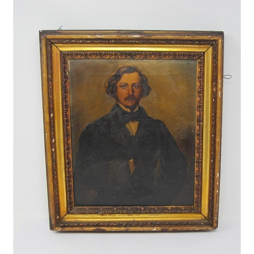 219 - ENGLISH SCHOOL CIRCA 1850. Portrait of a Gentleman, half-length, wearing a dark jacket, oil on canva... 