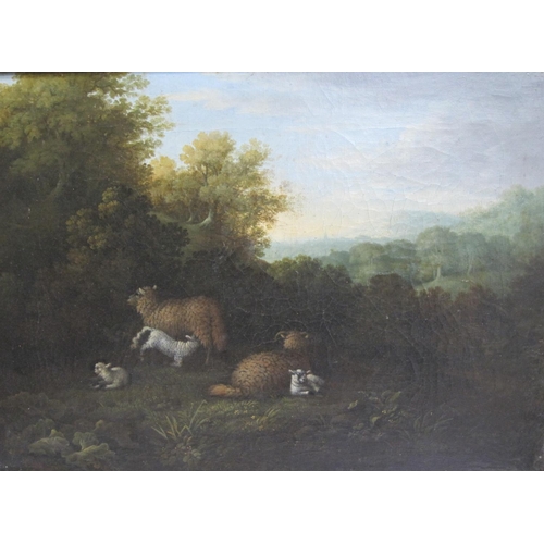 226 - ATTRIBUTED TO JAMES LAMBERT JNR OF LEWES (1741-1799). Pastoral landscapes with sheep, one bears sign... 