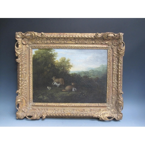 226 - ATTRIBUTED TO JAMES LAMBERT JNR OF LEWES (1741-1799). Pastoral landscapes with sheep, one bears sign... 