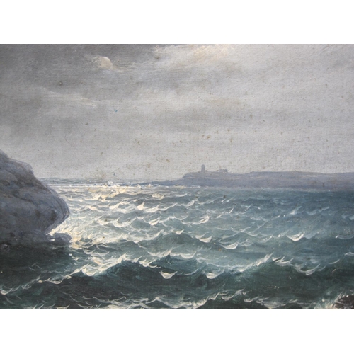 232 - GIROLAMO GIANNI (1837-1895) St. Paul’s Island, Malta by Moonlight, oil on canvas, 12 ½ x 26 in. For ... 