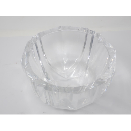 251 - An Orrefors glass Bowl bearing engraved name to base 7in D x 4 1/2in H