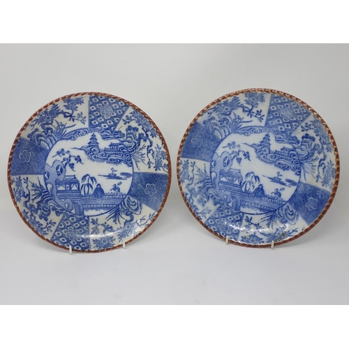 257 - A pair of 19th Century Chinese blue and white lidded Jars with figures within landscapes (one rim A/... 