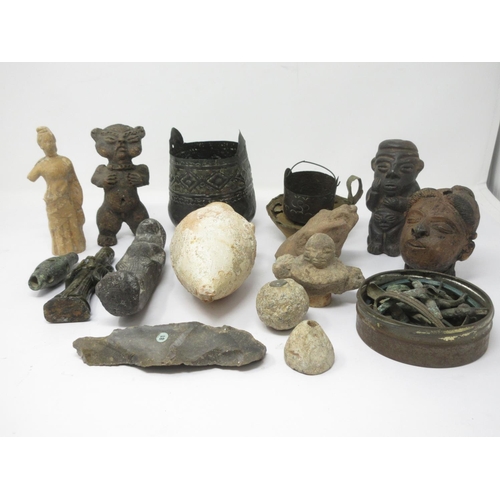 298 - A quantity of Antiquities including terracotta Amphora, Fertility Figures, Egyptian style Figures, m... 