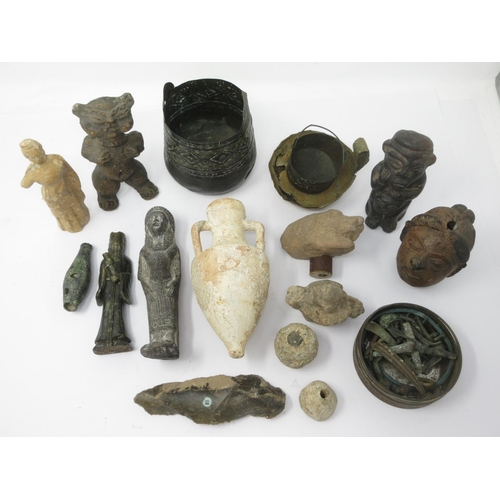 298 - A quantity of Antiquities including terracotta Amphora, Fertility Figures, Egyptian style Figures, m... 