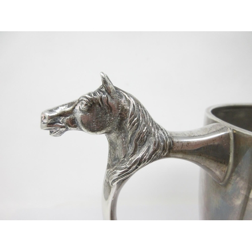 3 - A George V silver two-handled Trophy, horse head finials, Sheffield 1932, 1100gms, 9 1/2 in with an ... 