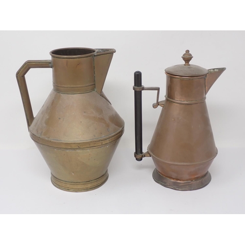 336 - An Arts and Crafts copper Hot Water Jug by Christopher Dresser designed for J. Manton, a Loveridge T... 