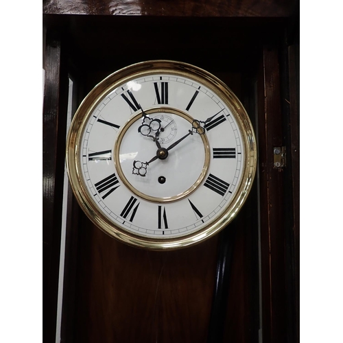 363 - A 19th Century Vienna Wall Clock with circular dial, single weight driven movement in glazed case ha... 