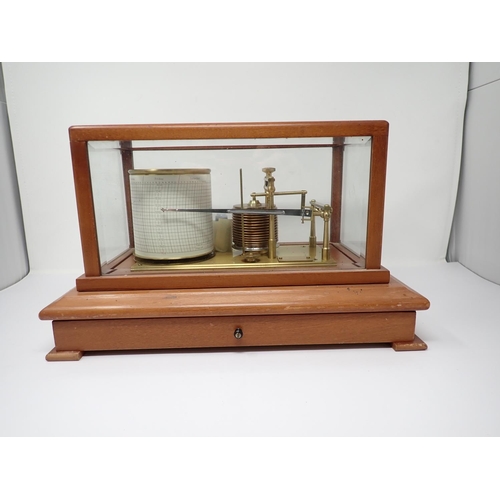 373 - A modern Barograph in a mahogany case, fitted drawer