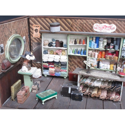 382 - An early 20th Century model of a Haberdashery Shop with 'The Fox', 'La Lorraine' and 'Vikin' adverti... 