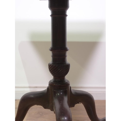 405 - A George III mahogany rectangular Supper Table on barrel turned column and tripod support with pad f... 