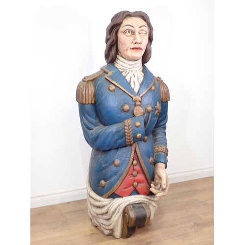 410 - A carved wooden Figure of Nelson in the manner of a Ships Figurehead, having painted detail 5ft H