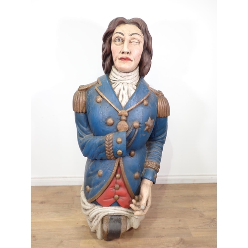 410 - A carved wooden Figure of Nelson in the manner of a Ships Figurehead, having painted detail 5ft H