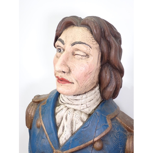 410 - A carved wooden Figure of Nelson in the manner of a Ships Figurehead, having painted detail 5ft H