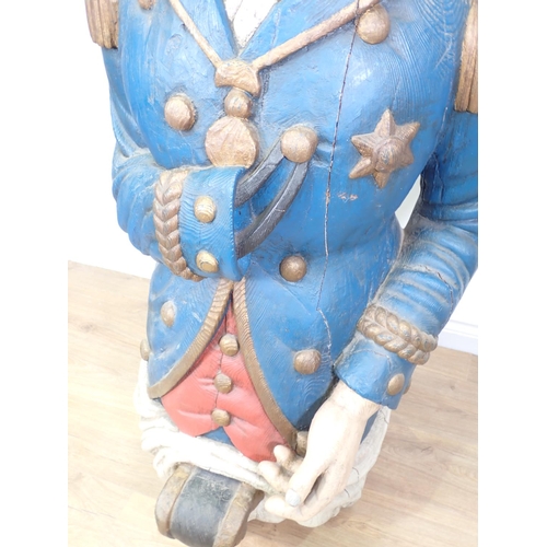 410 - A carved wooden Figure of Nelson in the manner of a Ships Figurehead, having painted detail 5ft H