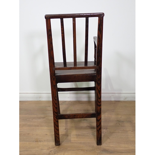 426 - An 18th Century elm child's High Chair mounted upon square cut supports 3ft 1in H x 1ft 3in W