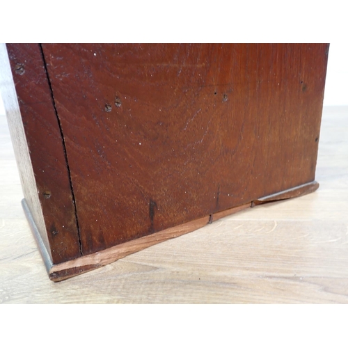 427 - A 19th Century oak Candle Box with shaped back above hinged lid fitted with unusual shaped drawer to... 