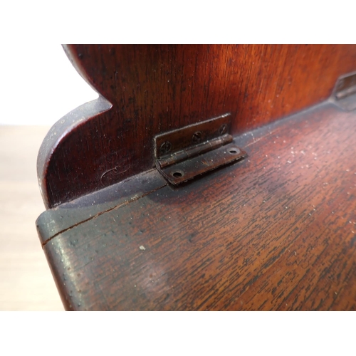 427 - A 19th Century oak Candle Box with shaped back above hinged lid fitted with unusual shaped drawer to... 