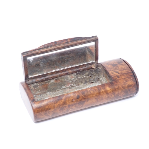 432 - A 19th Century walnut Pipe and Tobacco Box with hinged lid fitted with internal mirror 6in L x 3in W