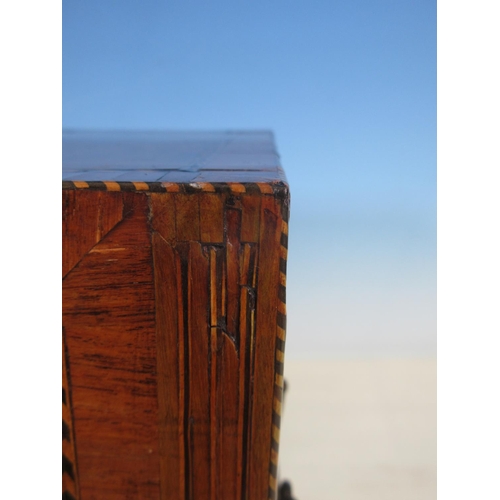 448 - A Georgian marquetry Decanter Box, the hinged cover with shell and chevron inlay, the interior with ... 