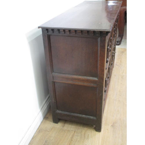 454 - A 17th Century and later oak Cupboard fitted two moulded panelled door enclosing a shelf, 3ft 11in W... 