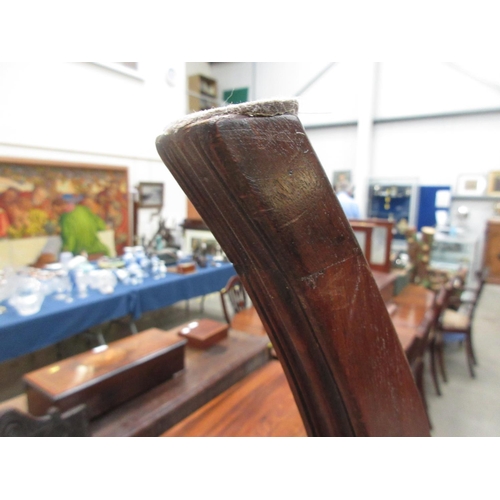 456 - A set of six Regency mahogany Dining Chairs with shaped and scrolled top rails, stuff-over seats on ... 