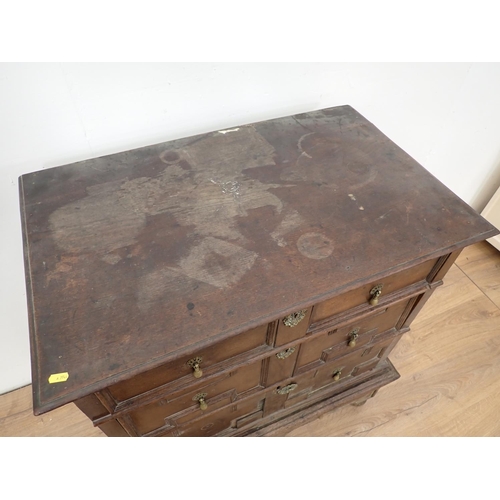 466 - An early 18th Century oak Chest on Stand with moulded drawer fronts, fitted two short and two long d... 