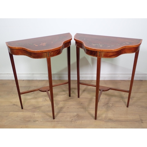 471 - A pair of Edwardian Side Tables, fitting together to form a centre table with floral painted detail ... 