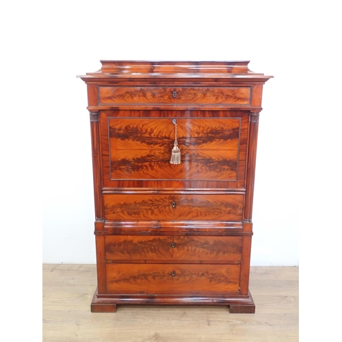 495 - A 19th Century mahogany Secretaire A Abbatant with caddy top above fall front enclosing six small dr... 