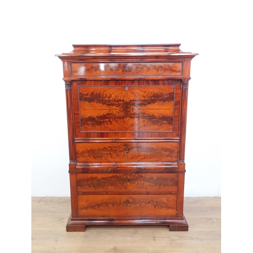 495 - A 19th Century mahogany Secretaire A Abbatant with caddy top above fall front enclosing six small dr... 