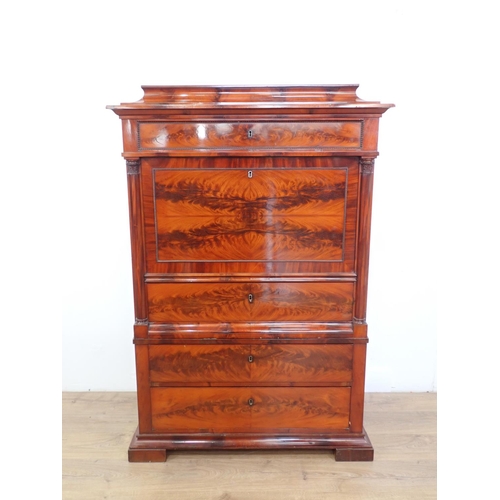 495 - A 19th Century mahogany Secretaire A Abbatant with caddy top above fall front enclosing six small dr... 