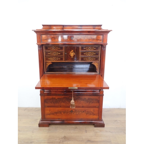 495 - A 19th Century mahogany Secretaire A Abbatant with caddy top above fall front enclosing six small dr... 