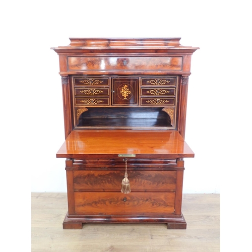 495 - A 19th Century mahogany Secretaire A Abbatant with caddy top above fall front enclosing six small dr... 