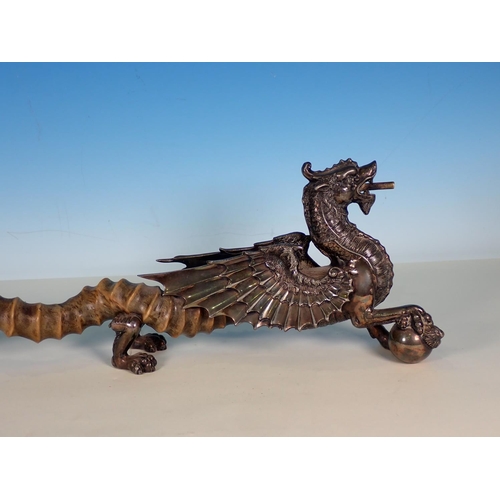 51 - A plated  military mess Table Lighter in the form of a dragon by Walker & Hall (stamped WH and Walke... 