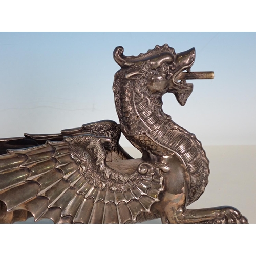 51 - A plated  military mess Table Lighter in the form of a dragon by Walker & Hall (stamped WH and Walke... 