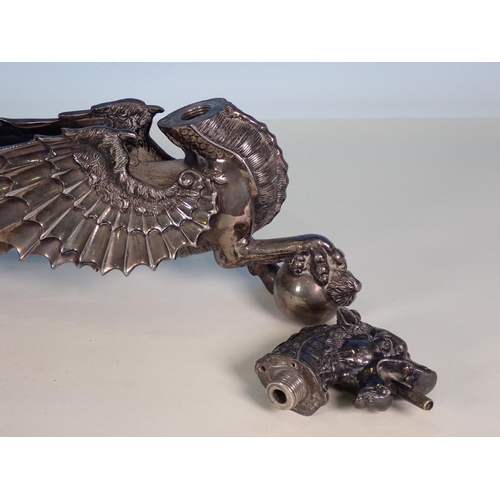 51 - A plated  military mess Table Lighter in the form of a dragon by Walker & Hall (stamped WH and Walke... 