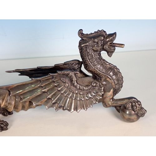 51 - A plated  military mess Table Lighter in the form of a dragon by Walker & Hall (stamped WH and Walke... 