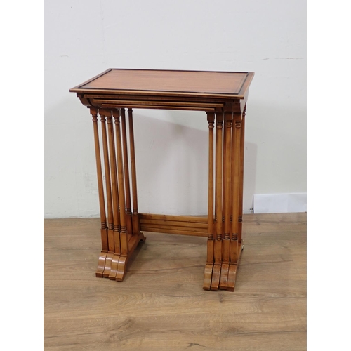 529 - A quartetto of Edwardian satinwood tables with turned uprights and shaped supports, 1ft 10in to 1ft ... 