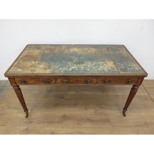 534 - A William IV rosewood Library Desk, stamped for James Winter, 101 Wardour St, Soho, London, with lea... 