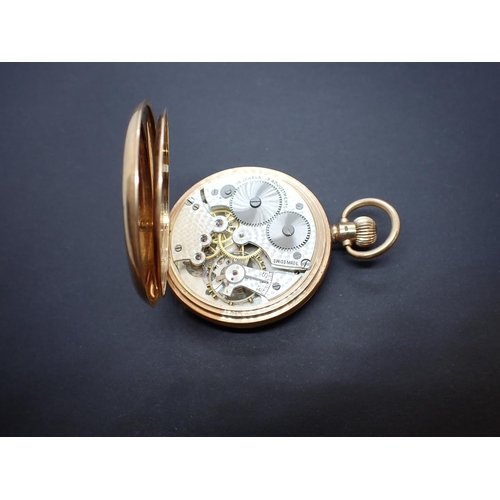 66 - A 9ct gold open faced Pocket Watch, the white enamel dial with Arabic numerals and subsidiary dial i... 