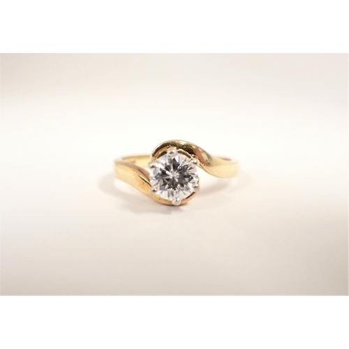 88 - A Diamond single stone Ring claw-set brilliant-cut stone, estimated 0.75cts, in 18ct gold crossover ... 