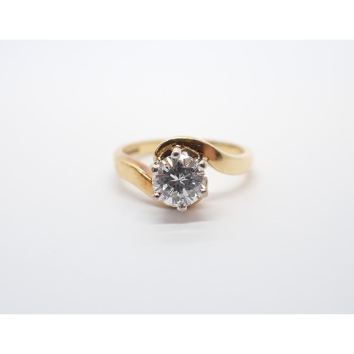 88 - A Diamond single stone Ring claw-set brilliant-cut stone, estimated 0.75cts, in 18ct gold crossover ... 