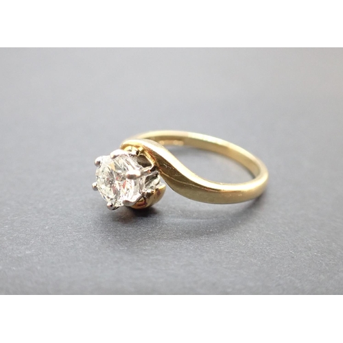 88 - A Diamond single stone Ring claw-set brilliant-cut stone, estimated 0.75cts, in 18ct gold crossover ... 